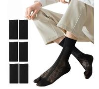 DUOYIJIN Tabi Socks for Men 3 Pairs Japanese Split Toe Socks Breathable Casual Business Calf Sock Mens Flip Flop Sock(Black)