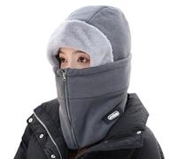 DUOYIJIN Thermal Balaclava for Women & Men, Winter Warm Polar Fleece Face Mask Plush Snood Hood Hat & Neck Warmer Scarf, Windproof Zipper Ski Mask Cold Weather Cycling Motorcycle Face Cover