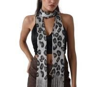 DUOYIJIN Women's Leopard Scarves, Soft Touch Lightweight Leopard Print with Tassel, Long Neck Warmer for Winter Autumn Streetwear, Novelty All Matching Casual Neckwear Evening Dresses Wedding