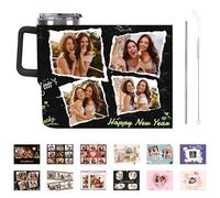 DUOYUN Personalized 40 oz Tumbler with Handle & Straw, Custom Large Capacity Car Cup with Photo & Text, Stainless Steel Travel Mug, Customized Birthday Gifts Christmas for Women Men - Black