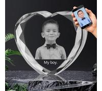 DUOYUN Personalized Crystal Photo Diamond - Optional 2D/3D Engraved, Custom Crystal Gifts with Your Own Photo, Valentines Day Anniversary Birthday Wedding Customized Gifts for Him/Her - Optional Base