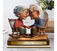 DUOYUN Personalized Growing Old Together Plaque, Custom Name/Text 2D Cartoon Desktop Ornament, Anniversary for Couples Parents Grandparents, Home Decor