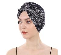 DuoZan Cotton Turbans Satin Liner Double-Layered Beanie Chemo Cap Sleep Bonnet, Black002, One Size