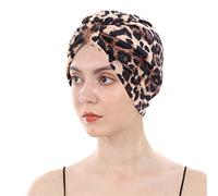 DuoZan Cotton Turbans Satin Liner Double-Layered Beanie Chemo Cap Sleep Bonnet ……, Leopard Print, L/XL