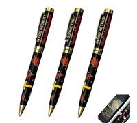 DuoZanthic Christian Pen Christian Engraved Gift Pen Bible Verse Pastor Gifts of Stainless steel material with Box, Black ballpoint pen Bible Writing Tool for Church Work Daily Practice (3 Pack)