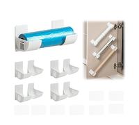 duozoanz Aluminium Foil Holder Cabinet Doors Storage Wall Shelf - Self-Adhesive Organiser Shelves with 4 Pairs for Cabinet Door Pantry Door Wall Hanging Tin Foil Wax Paper White