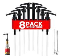 DupakSYS 8 Packs Black Coffee Syrup Pump Dispenser, Compatible with 25.4 Oz/750ml Bottles, Great for Home & Coffee Bar Drinking Mixes, Tea, Beverage, Cocktails, Free Spoons, SP001-8PH-FBA
