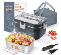 DUPASU Electric Lunch Box Food Warmer: 100W Heated Lunch Box for Adults, 1.8L Portable Fast Heating Lunchbox Food Heater for Car, Truck, Work, Travel, Lonchera Elctrica Porttil 12/24V/110-230V