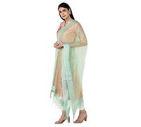 DUPATTA BAZAAR sea Green Organza Dupatta With Jute Border Free