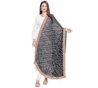 DUPATTA BAZAAR Woman's Black Bandhini silk Dupatta With Gotta Patti Border Free size