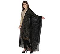 DUPATTA BAZAAR Woman's Black Embrodiered Chiffon Dupatta Free size