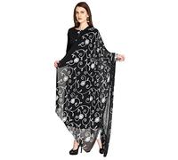 DUPATTA BAZAAR Woman's Black & White Embrodiered Chiffon Dupatta Free size