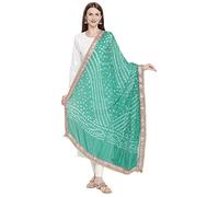 DUPATTA BAZAAR Woman's Green Bandhini silk Dupatta With Gotta Patti Border Free size