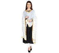 DUPATTA BAZAAR Woman's White Chiffon Dupatta With Gold Embroidery Free size