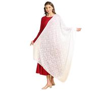 DUPATTA BAZAAR Women's All Over Embroidered Chiffon Dupatta, White, Free