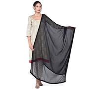 DUPATTA BAZAAR Women's Black Pure Chiffon Dupatta With Lace