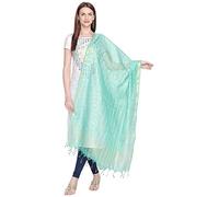 DUPATTA BAZAAR Women's Checkered Blended silk Dupatta (Db1811, sea Green And Gold, Free size