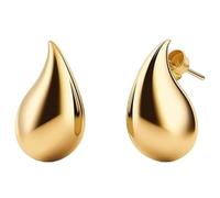 Dupes Chunky Gold Hoop Teardrop Earrings for Women, Lightweight Waterdrop Hollow Open Hoops, Hypoallergenic Gold Plated Earrings Fashion Jewelry for Women Girls (gold)