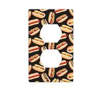 Duplex Device Receptacle Fun Food Hot Dogs Print Wall Plate Switch Plate Electrical Outlet Cover