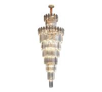 Duplex Large Chandelier Modern Simple Light Luxury Crystal Villa Living Room Hollow Hall Rotating Staircase Chandelier,Pendant Light