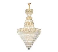 Duplex Large Chandelier Villa Living Room Simple Building in a Building Lights Luxury Long Crystal Rotating Lights