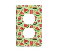 Duplex Receptacle Outlet Covers, 1-Gang Standard Size Wall Plates, Cartoon Watermelon Ice Pop Print Outlet Covers Wall Plate, Electrical Outlet Cover Decorative
