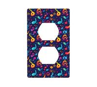 Duplex Receptacle Outlet Covers, 1-Gang Standard Size Wall Plates, Colorful Music Notes Print Outlet Covers Wall Plate, Electrical Outlet Cover Decorative
