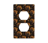 Duplex Receptacle Outlet Covers, 1-Gang Standard Size Wall Plates, Golden Lightning Tiger Print Outlet Covers Wall Plate, Electrical Outlet Cover Decorative