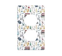 Duplex Receptacle Outlet Covers, 1-Gang Standard Size Wall Plates, Science Lab Doodle Pattern (2) Print Outlet Covers Wall Plate, Electrical Outlet Cover Decorative