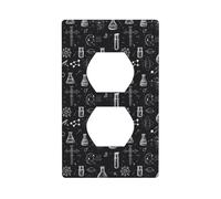 Duplex Receptacle Outlet Covers, 1-Gang Standard Size Wall Plates, Science Lab Doodle Pattern Print Outlet Covers Wall Plate, Electrical Outlet Cover Decorative