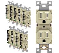 Duplex Receptacle Outlet Enerlites 61580-TR-I Residential and Commercial Electrical Socket, Tamper Resistant, Self-Grounding, Heavy-Duty, 2-Pole, 15A/125VAC, UL Listed | Ivory - 10 Pack