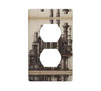 Duplex Socket Decorative Wall Plate Electrical Receptacle Light Switch Cover Art Faceplate Switchplate for Home Decor 4.5 X 2.76 in Industrial Elegance Prints