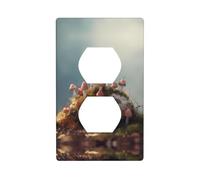 Duplex Socket Decorative Wall Plate Electrical Receptacle Light Switch Quality Faceplate Switchplate for Home Decor 4.5 X 2.76 in Small Mushrooms on The Soil Printed