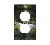 Duplex Socket Decorative Wall Plate Electrical Receptacle Light Switch Quality Faceplate Switchplate for Home Decor 4.5 X 2.76 in Swans in The Garden Printed