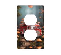 Duplex Socket Decorative Wall Plate Electrical Receptacle Light Switch Quality Faceplate Switchplate for Home Decor 4.5 X 2.76 in Mushroom fire Truck Toy Printed