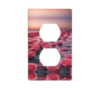 Duplex Socket Decorative Wall Plate Electrical Receptacle Light Switch Quality Faceplate Switchplate for Home Decor 4.5 X 2.76 in Roses by The sea Printed