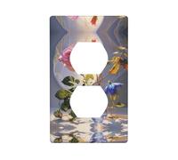 Duplex Socket Decorative Wall Plate Electrical Receptacle Light Switch Quality Faceplate Switchplate for Home Decor 4.5 X 2.76 in Morning Glory and Rose Printed