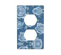 Duplex Socket Decorative Wall Plate Electrical Receptacle Light Switch Quality Faceplate Switchplate for Home Decor 4.5 X 2.76 in Beautiful Roses on Blue Background Printed