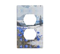Duplex Socket Decorative Wall Plate Electrical Receptacle Light Switch Quality Faceplate Switchplate for Home Decor 4.5 X 2.76 in Small Blue Flowers Under The Snow Mountain Printed