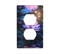Duplex Socket Decorative Wall Plate Electrical Receptacle Light Switch Quality Faceplate Switchplate for Home Decor 4.5 X 2.76 in Lotus Flower Printed