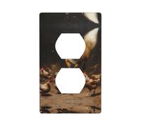 Duplex Socket Decorative Wall Plate Electrical Receptacle Light Switch Quality Faceplate Switchplate for Home Decor 4.5 X 2.76 in Weasel Chasing a Chick Printed