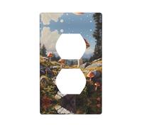 Duplex Socket Decorative Wall Plate Electrical Receptacle Light Switch Quality Faceplate Switchplate for Home Decor 4.5 X 2.76 in Mushrooms on The Hillside Printed