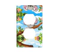 Duplex Socket Decorative Wall Plate Electrical Receptacle Light Switch Quality Faceplate Switchplate for Home Decor 4.5 X 2.76 in Koala Lying on The Tree Picture