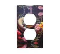 Duplex Socket Decorative Wall Plate Electrical Receptacle Light Switch Quality Faceplate Switchplate for Home Decor 4.5 X 2.76 in Little Snake in The Flowerbed Printed