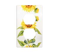 Duplex Socket Decorative Wall Plate Electrical Receptacle Light Switch Quality Faceplate Switchplate for Home Decor 4.5 X 2.76 in Watercolor Sunflower Printed