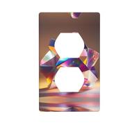 Duplex Socket Decorative Wall Plate Electrical Receptacle Light Switch Quality Faceplate Switchplate for Home Decor 4.5 X 2.76 in Holographic Origami Picture
