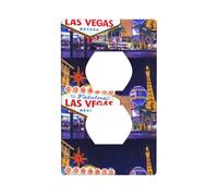 Duplex Socket Decorative Wall Plate WHJDPP Las Vegas Night City Picture Wall Decoration Flexible for Living Room Bedroom Bathroom