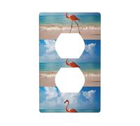 Duplex Socket Decorative Wall Plate WHJDPP Pink Flamingo Walking on The Beach Picture Wall Decoration Flexible for Living Room Bedroom Bathroom