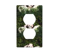 Duplex Socket Decorative Wall Plate WHJSHOP Cute Little Panda Prints Wall Decoration Flexible for Living Room Bedroom Bathroom