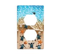 Duplex Socket Decorative Wall Plate WHJSHOP Turtle Crawling on The Beach Prints Wall Decoration Flexible for Living Room Bedroom Bathroom